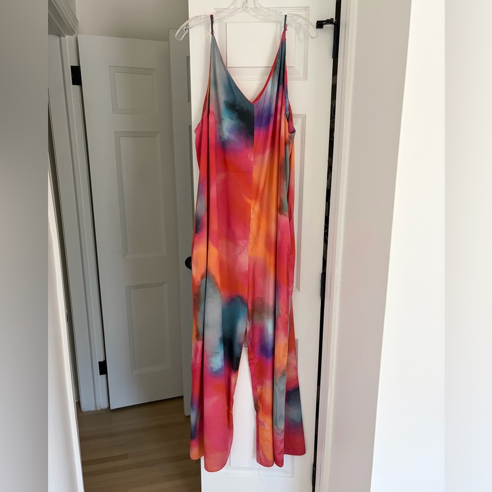Anthropologie Silk Colorful Tie-Dye Jumpsuit - brand new!